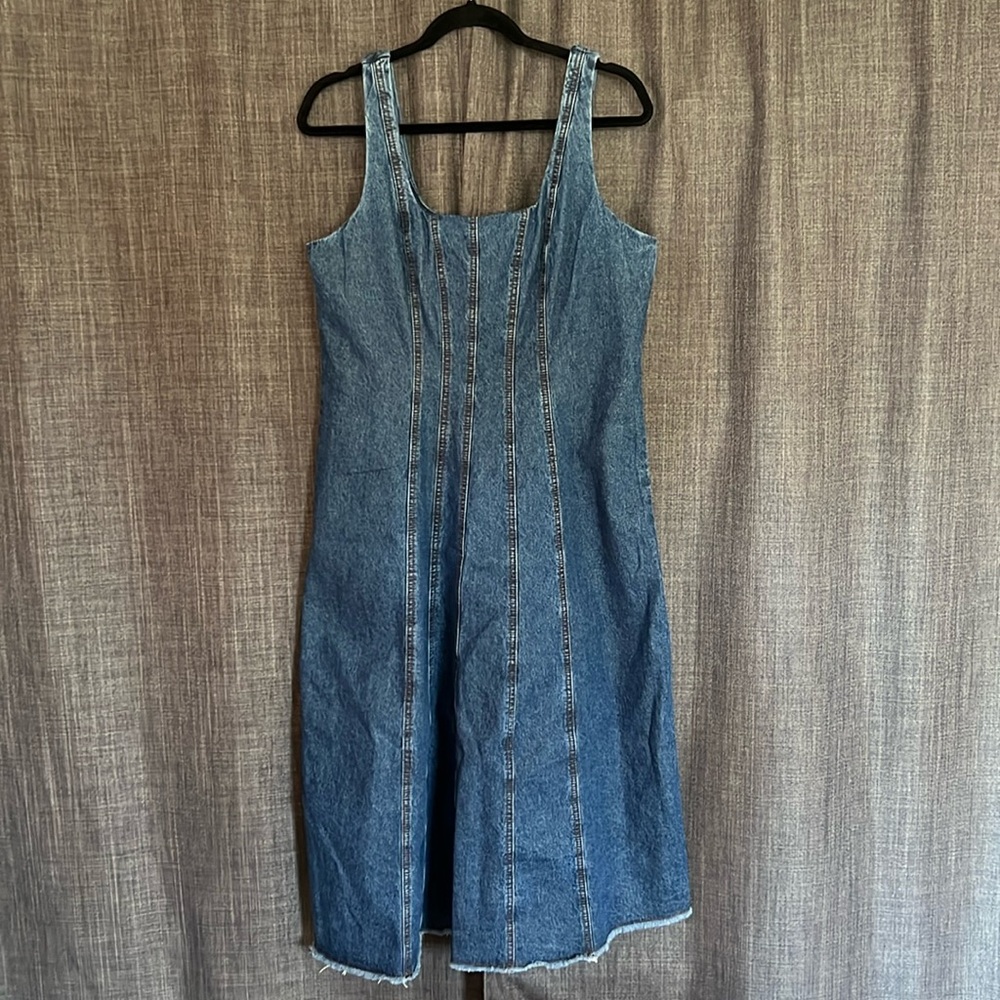 Joie denim midi length dress size L square neck